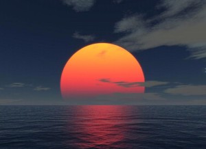 Ξυπνήστε το πρωί, να δείτε το βασιλιά ήλιο να βγαίνει ολοπόρφυρος από το πέλαγος